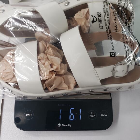 Steve Madden Sandals Women 9 White Studded Leather Vacation Goth Preppy Flatform - Picture 16 of 16